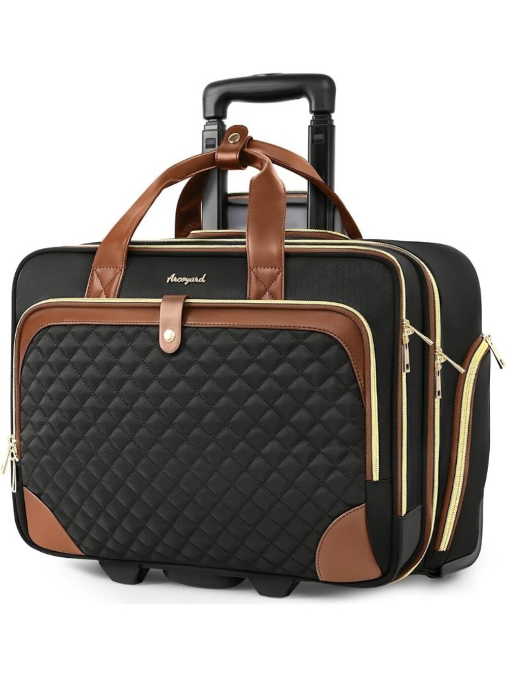 Waterproof Rolling Laptop Bag for Women, 17" Briefcase & Underseat Carry-On